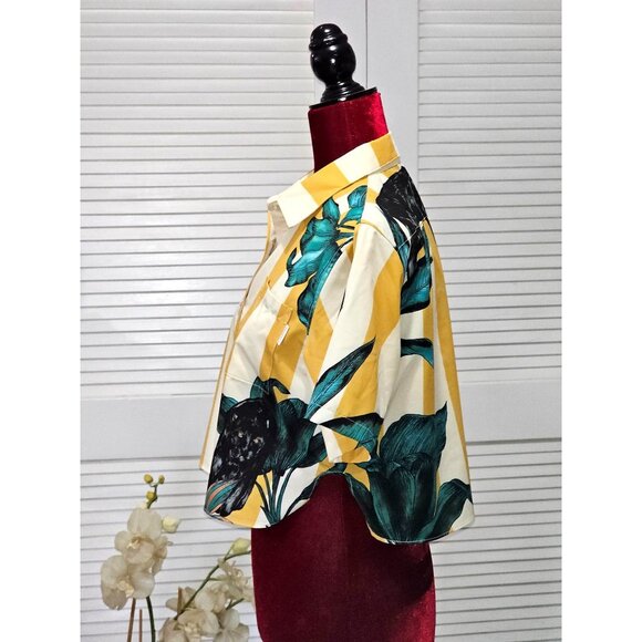 Mavrans Women's Yellow Stripes/Pantera Design Crop Top Size M 157 - Picture 4 of 15